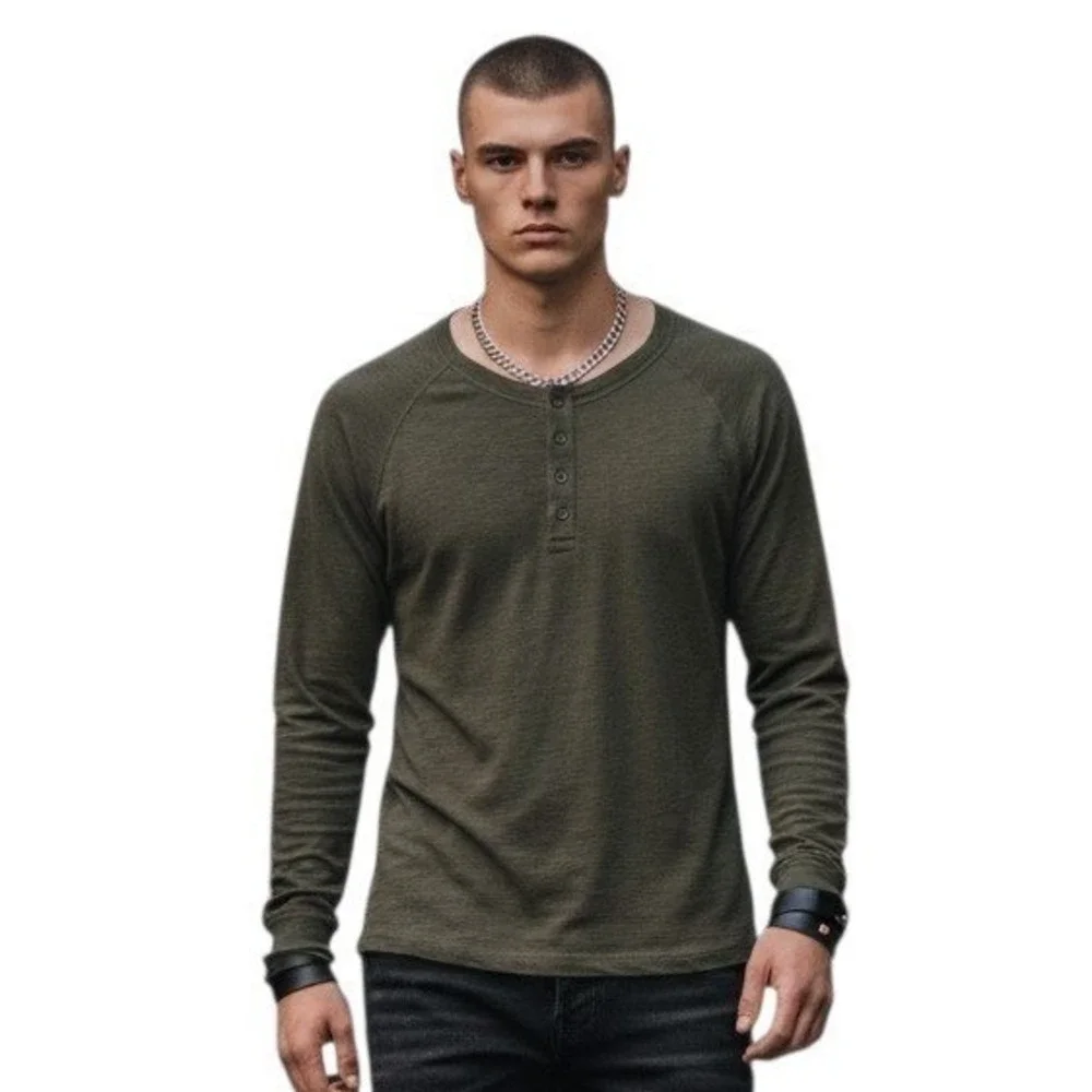 Vince. Y2K Mens Size XL Slub Henley Grungecore Preppy Indie Gorpcore T-Shirt